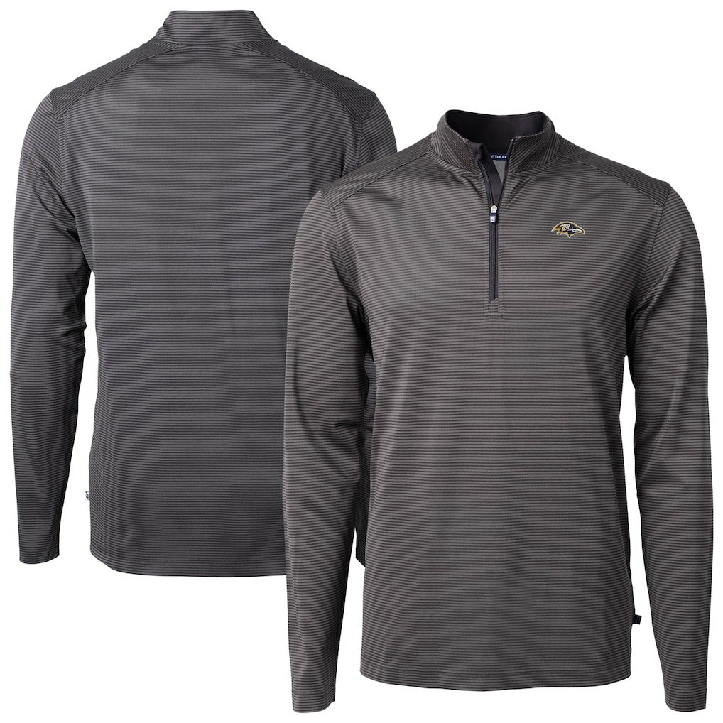 Baltimore Ravens Cutter & Buck Virtue Eco Pique Micro Stripe Quarter-Zip Jacket - Black Jackets
