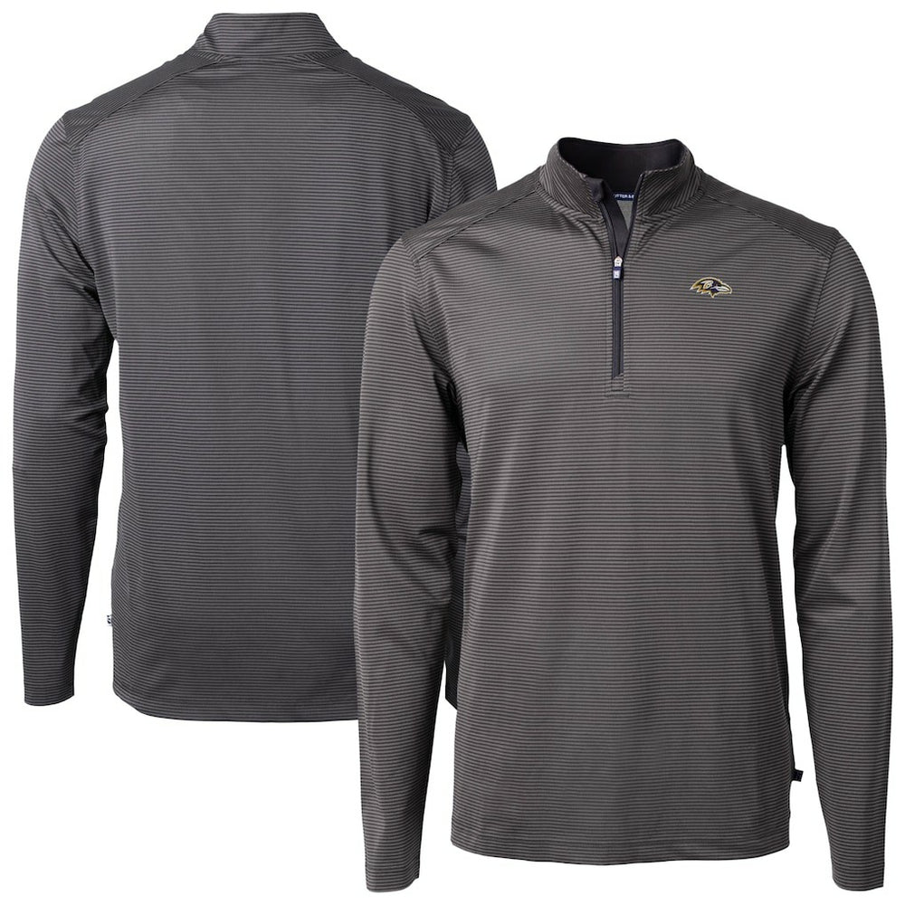 Baltimore Ravens Cutter & Buck Virtue Eco Pique Micro Stripe Quarter-Zip Jacket - Black Jackets
