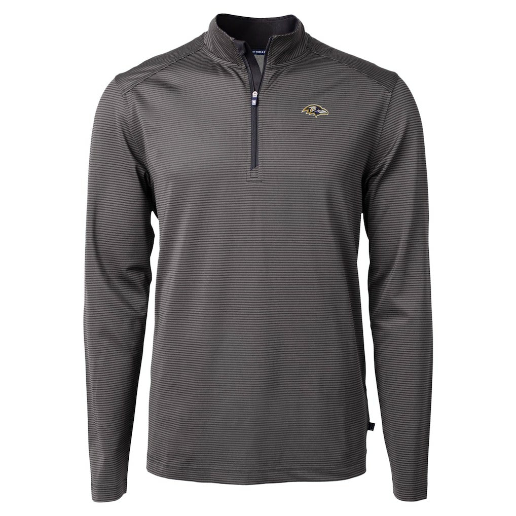 Baltimore Ravens Cutter & Buck Virtue Eco Pique Micro Stripe Quarter-Zip Jacket - Black Jackets