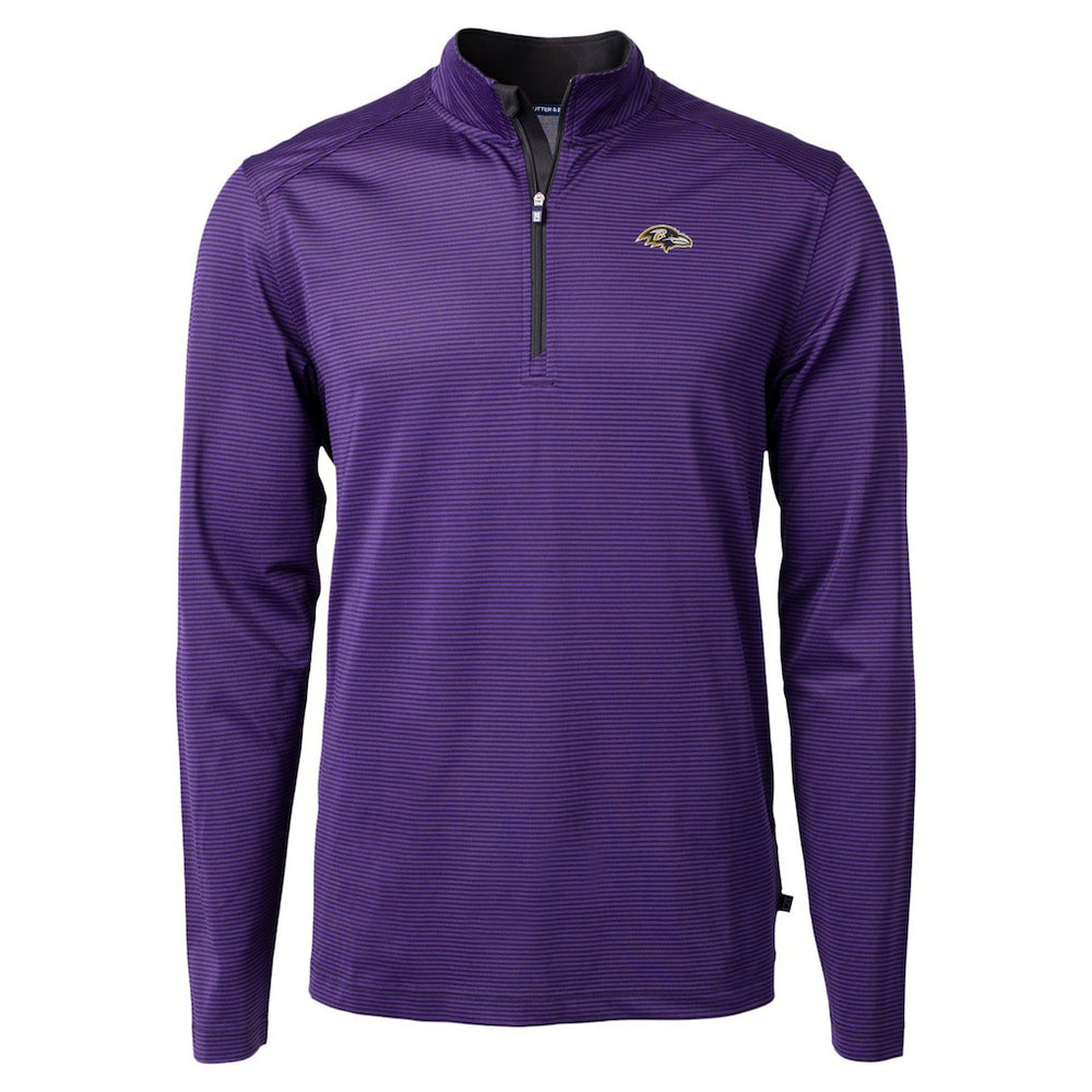 Baltimore Ravens Cutter & Buck Virtue Eco Pique Micro Stripe Quarter-Zip Jacket - Purple Jackets