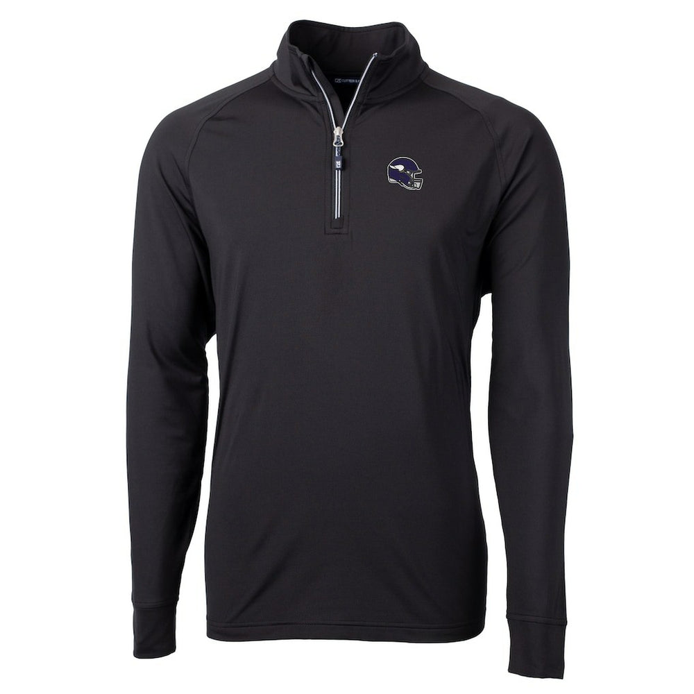 Minnesota Vikings Cutter & Buck Big & Tall Adapt Eco DryTec Raglan Quarter-Zip Jacket - Black Jackets