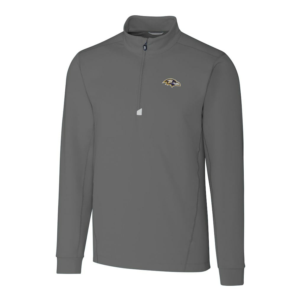 Baltimore Ravens Cutter & Buck Big & Tall Traverse Eco Tri-Blend DryTec Quarter-Zip Jacket - Gray Jackets