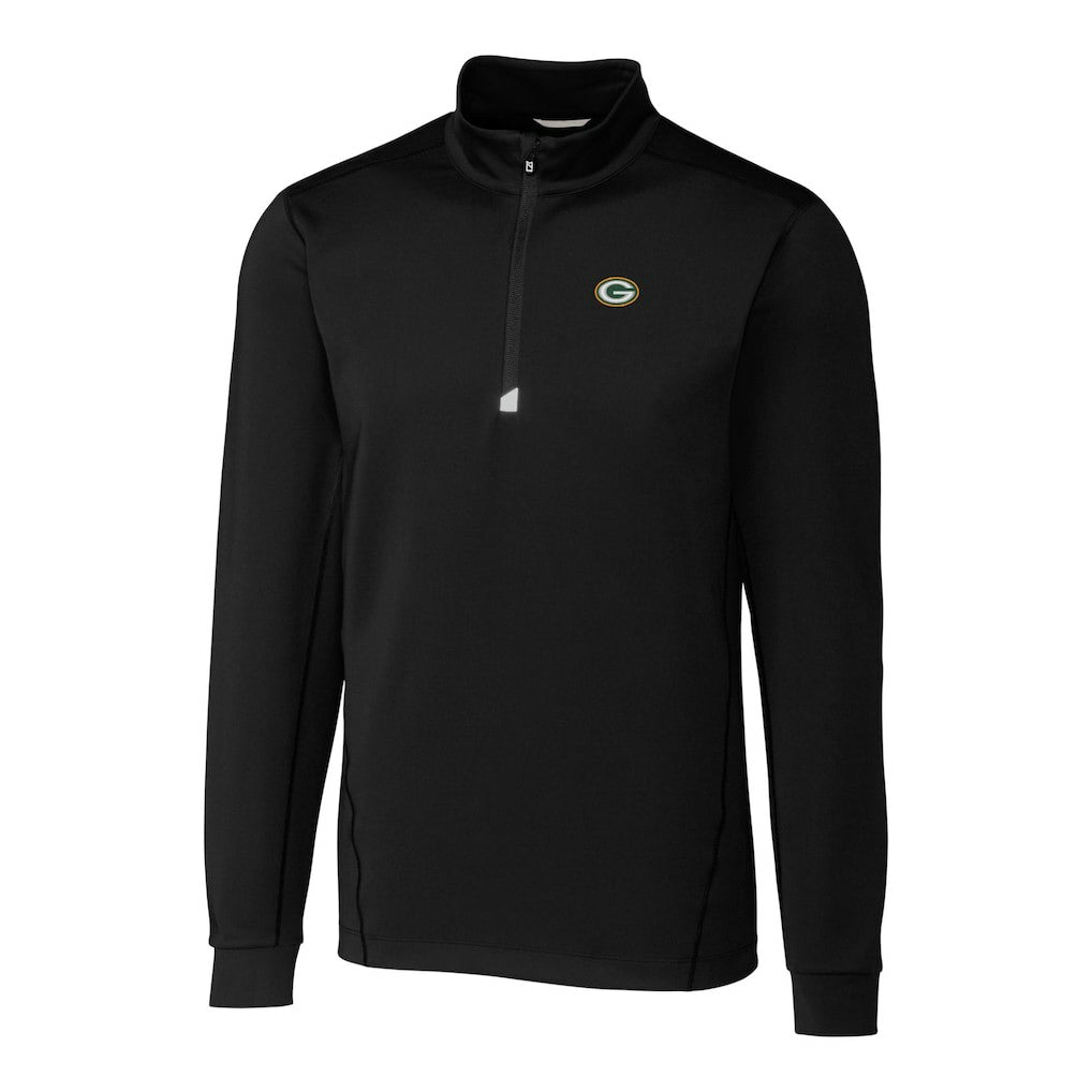 Green Bay Packers Cutter & Buck Big & Tall Traverse Eco Tri-Blend DryTec Quarter-Zip Jacket - Black Jackets