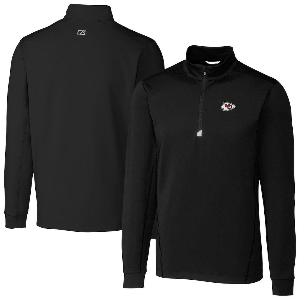 Kansas City Chiefs Cutter & Buck Big & Tall Traverse Eco Tri-Blend DryTec Quarter-Zip Jacket - Black Jackets