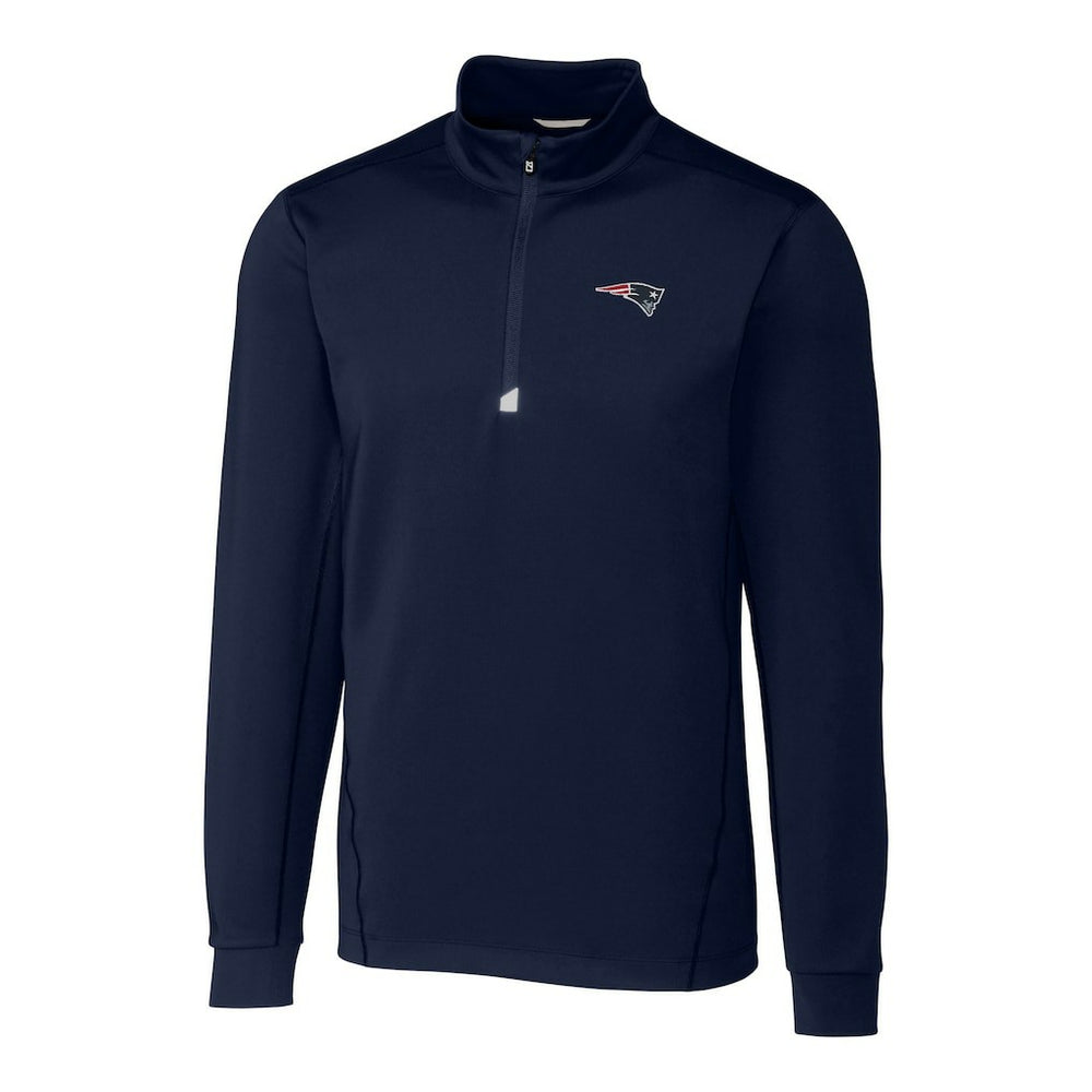 New England Patriots Cutter & Buck Big & Tall Traverse Eco Tri-Blend DryTec Quarter-Zip Jacket - Navy Jackets