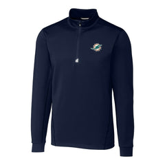 Miami Dolphins Cutter & Buck Big & Tall Traverse Eco Tri-Blend DryTec Quarter-Zip Jacket - Navy Jackets