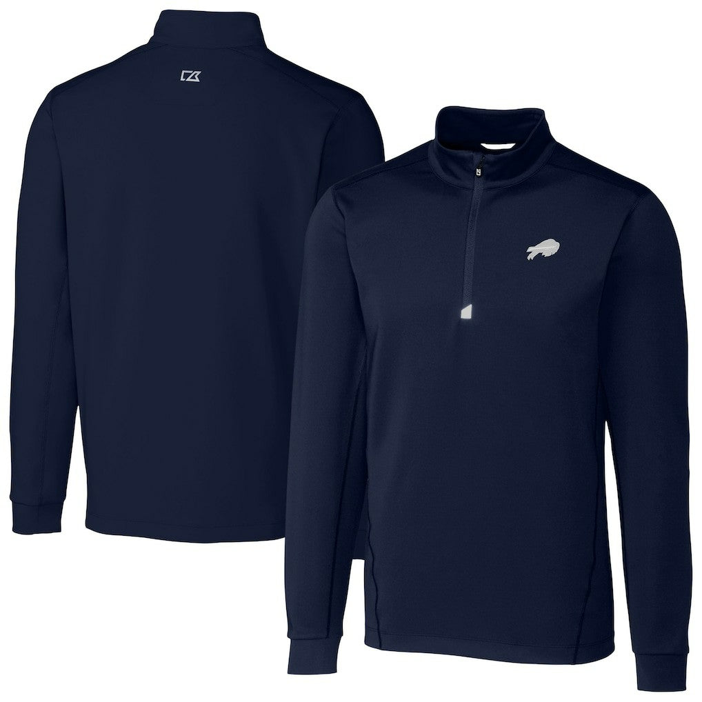 Buffalo Bills Cutter & Buck Big & Tall Traverse Eco Tri-Blend DryTec Quarter-Zip Jacket - Navy Jackets