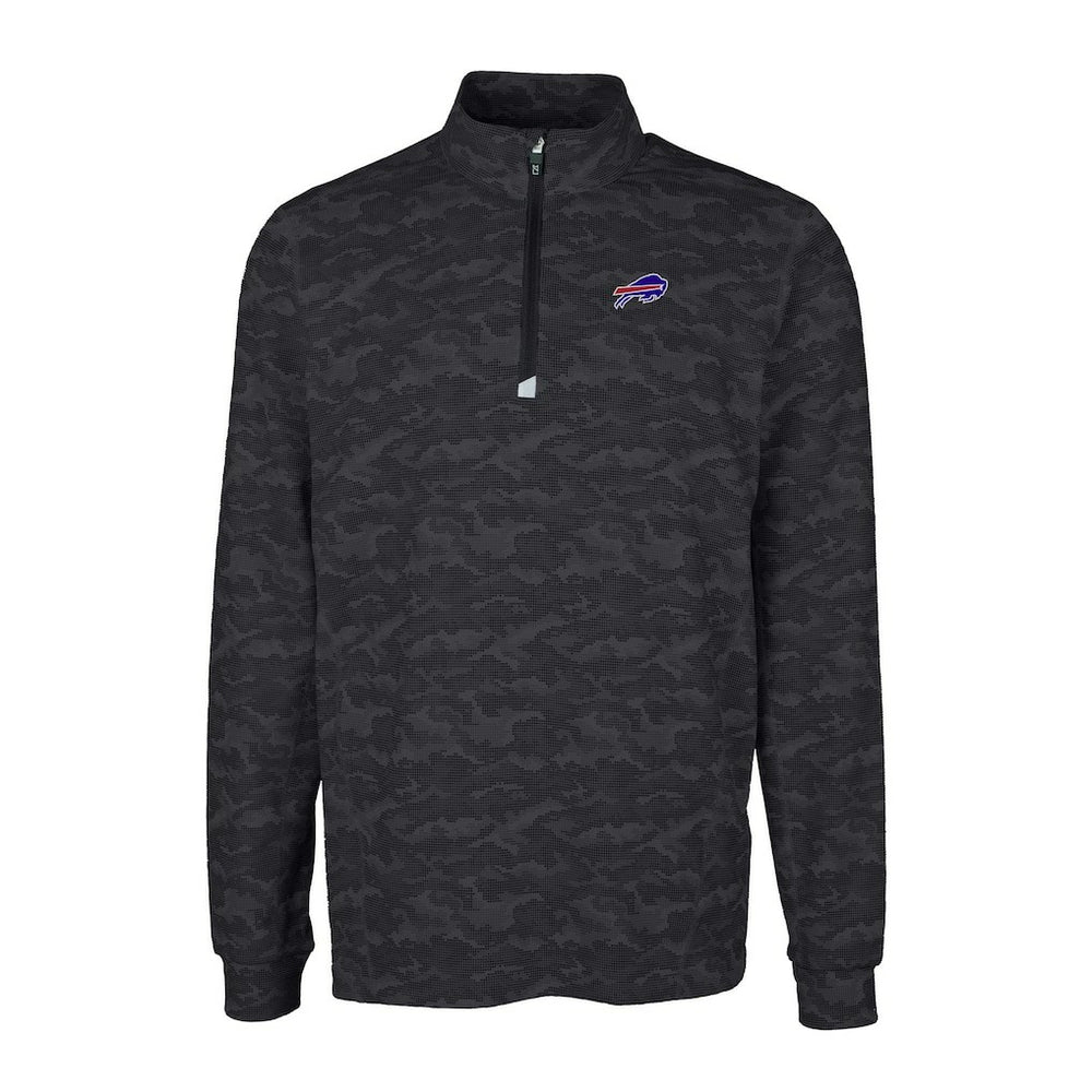 Buffalo Bills Cutter & Buck Big & Tall Traverse Eco Camo Tri-Blend DryTec Quarter-Zip Jacket - Black Jackets