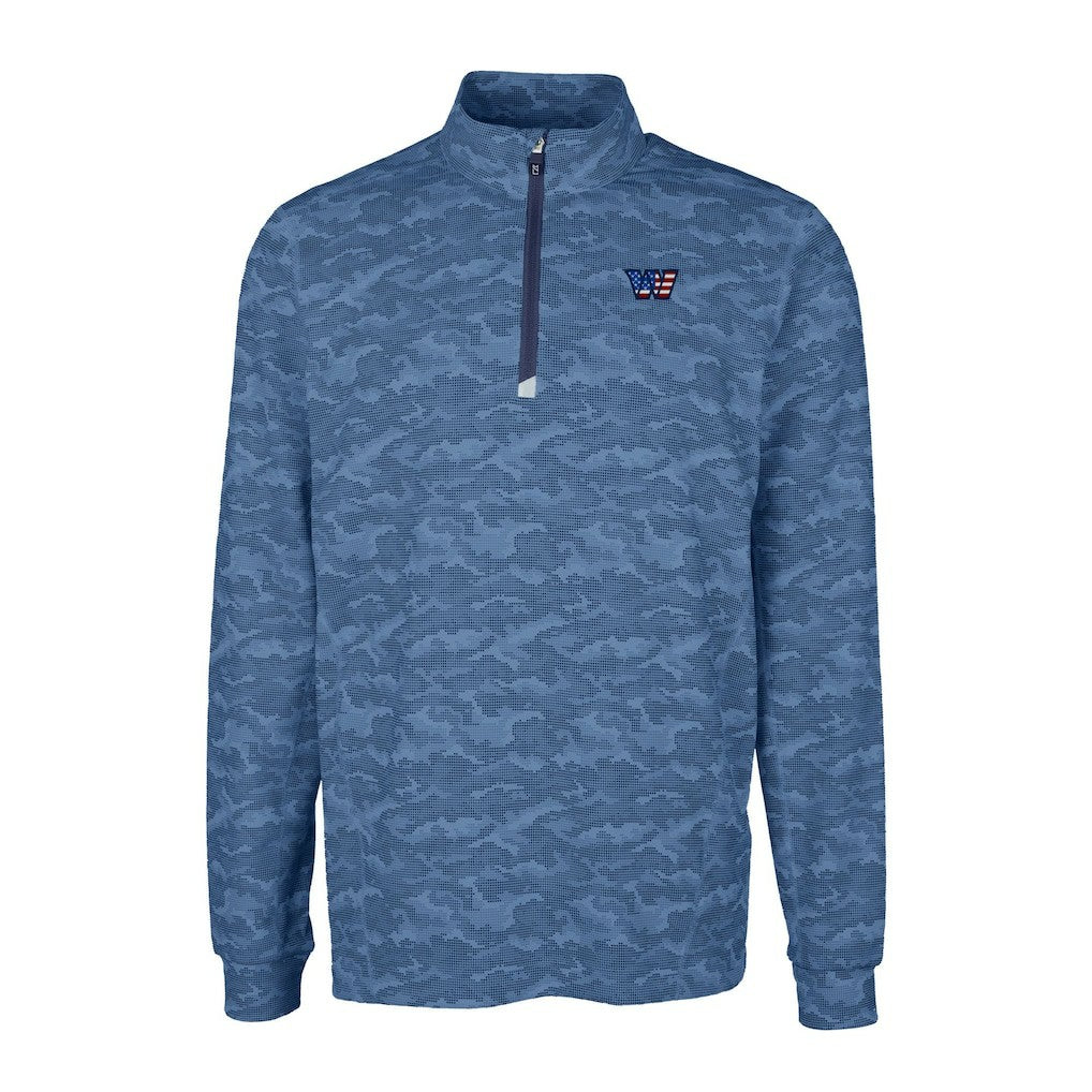Washington Commanders Cutter & Buck Big & Tall Americana Traverse Eco Camo Tri-Blend DryTec Quarter-Zip Jacket - Navy Jackets