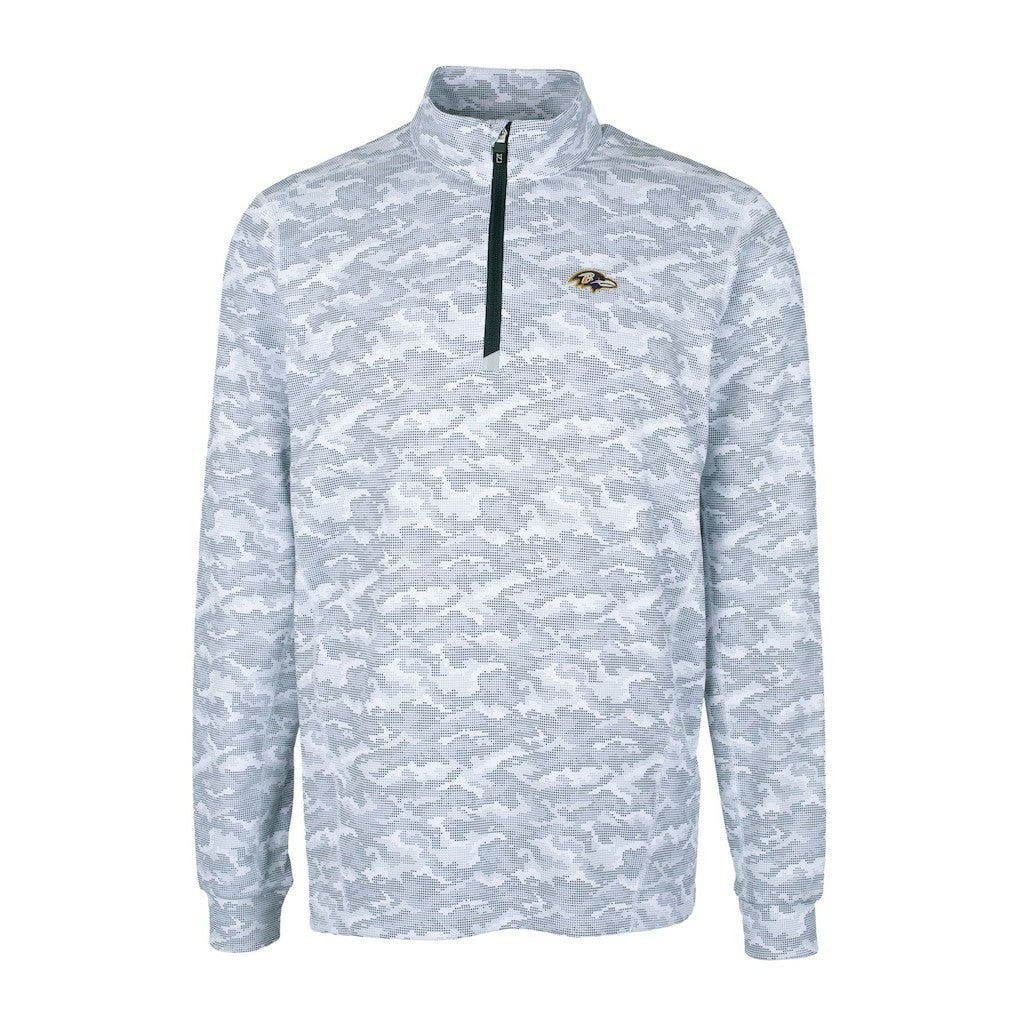 Baltimore Ravens Cutter & Buck Big & Tall Traverse Eco Camo Tri-Blend DryTec Quarter-Zip Jacket - Charcoal Jackets