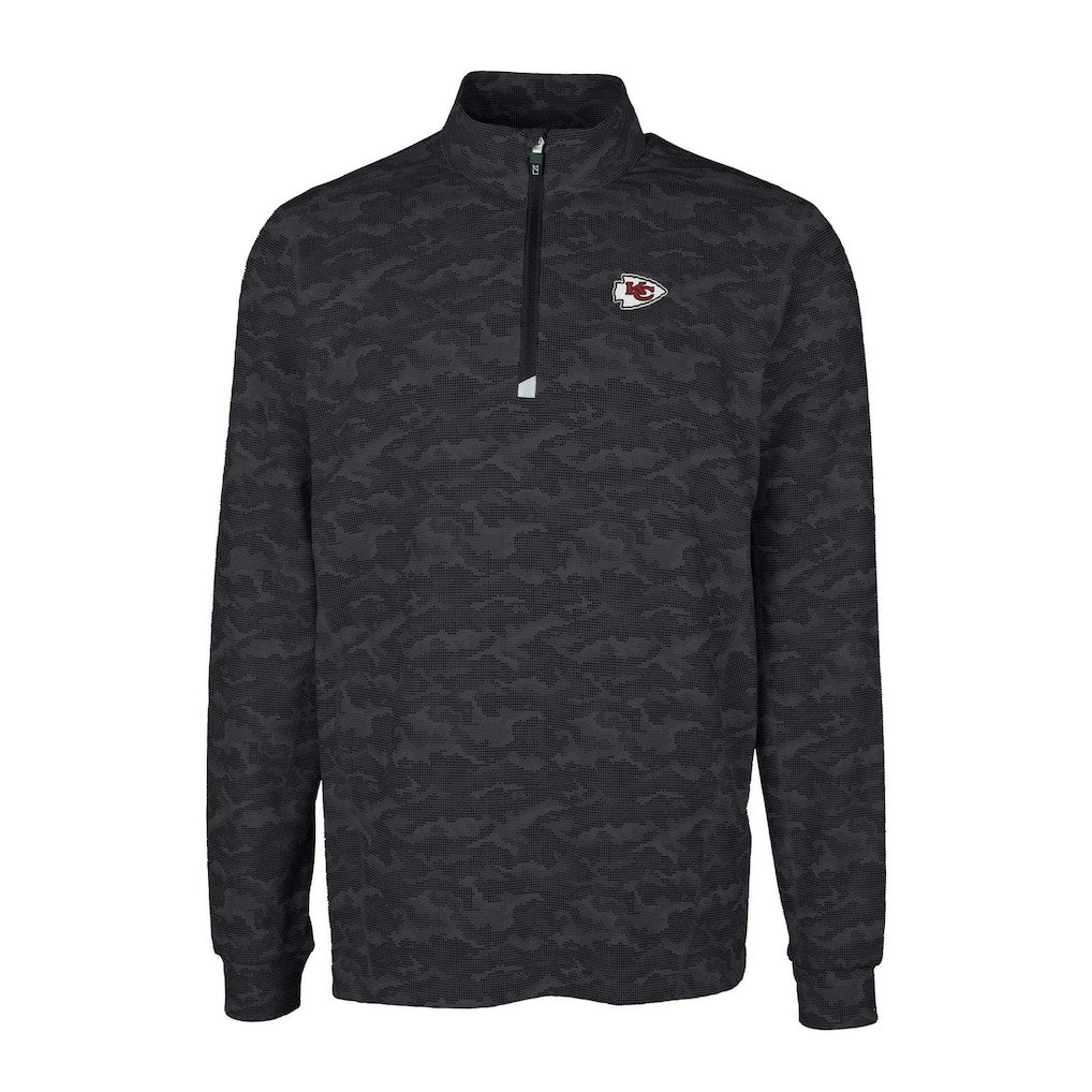 Kansas City Chiefs Cutter & Buck Big & Tall Traverse Eco Camo Tri-Blend DryTec Quarter-Zip Jacket - Black Jackets