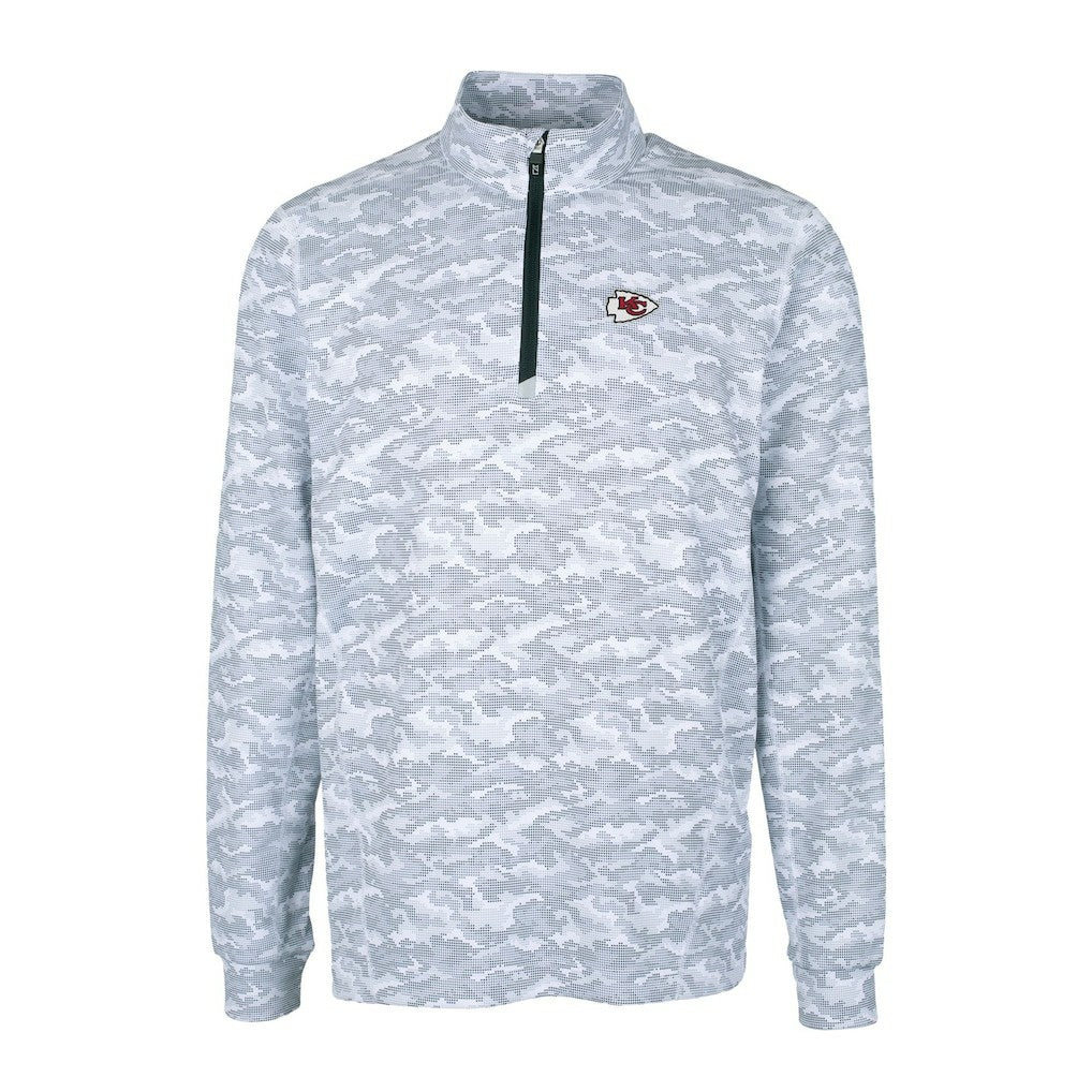 Kansas City Chiefs Cutter & Buck Big & Tall Traverse Eco Camo Tri-Blend DryTec Quarter-Zip Jacket - Charcoal Jackets