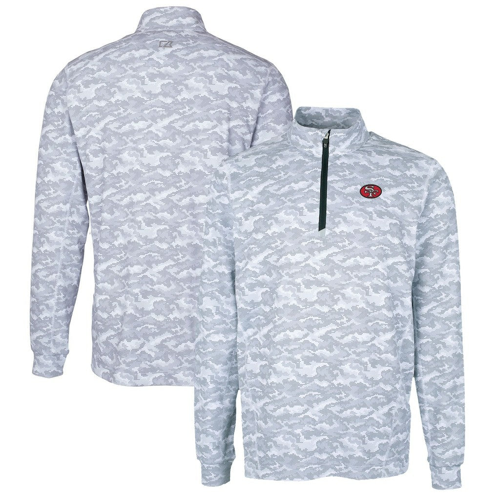 San Francisco 49ers Cutter & Buck Big & Tall Traverse Eco Camo Tri-Blend DryTec Quarter-Zip Jacket - Charcoal Jackets