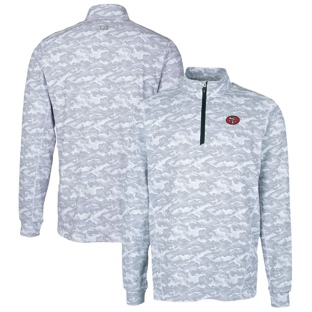 San Francisco 49ers Cutter & Buck Big & Tall Traverse Eco Camo Tri-Blend DryTec Quarter-Zip Jacket - Charcoal Jackets