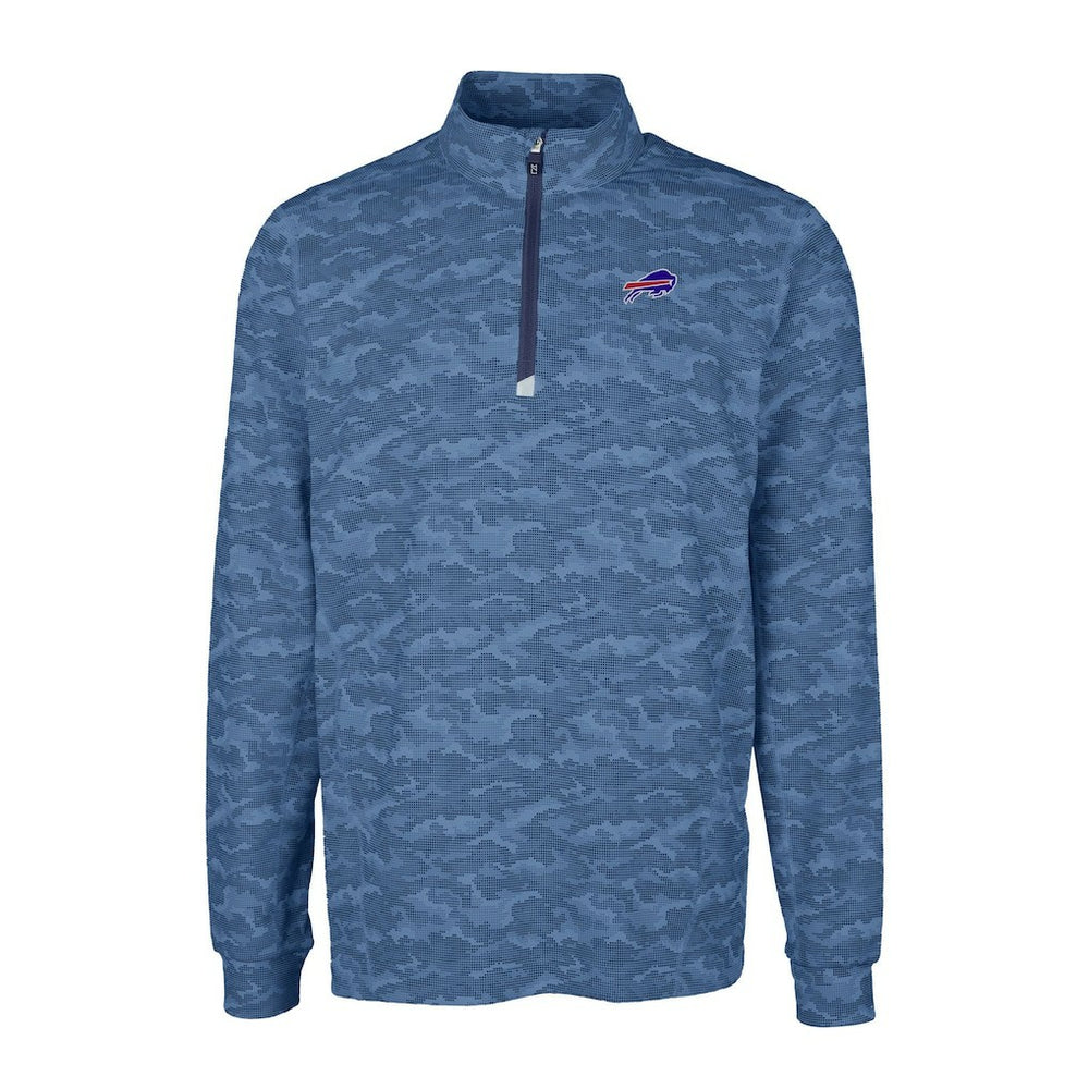 Buffalo Bills Cutter & Buck Big & Tall Traverse Eco Camo Tri-Blend DryTec Quarter-Zip Jacket - Navy Jackets