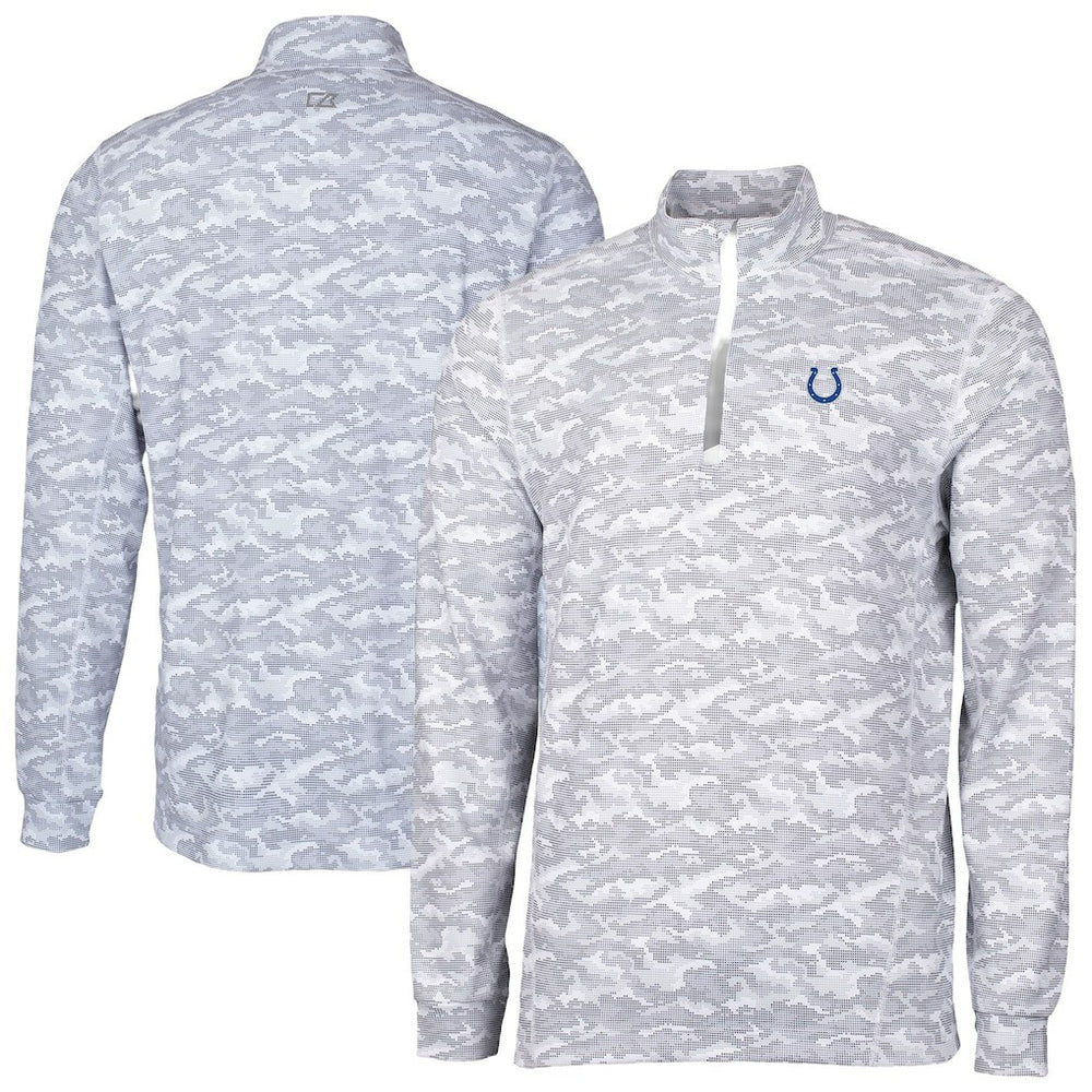 Indianapolis Colts Cutter & Buck Big & Tall Traverse Eco Camo Tri-Blend DryTec Quarter-Zip Jacket - Charcoal Jackets