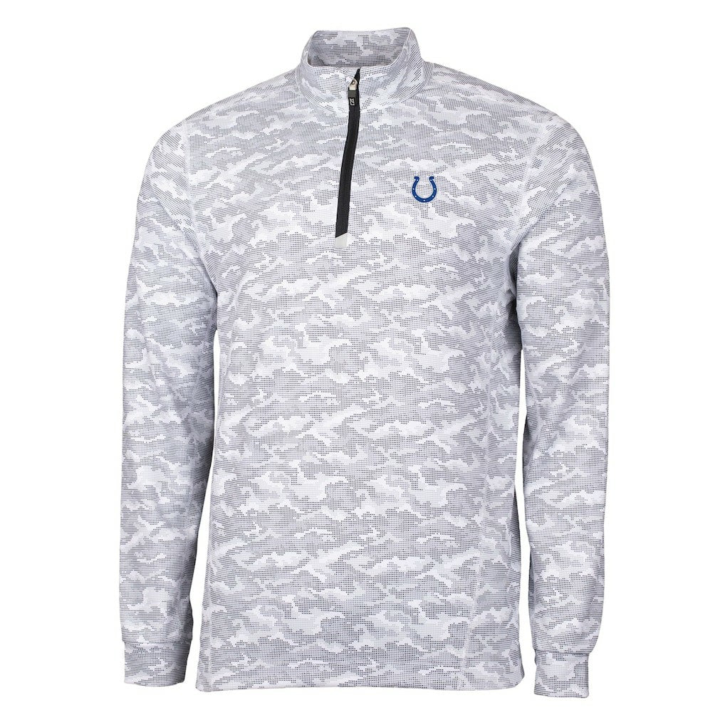Indianapolis Colts Cutter & Buck Big & Tall Traverse Eco Camo Tri-Blend DryTec Quarter-Zip Jacket - Charcoal Jackets