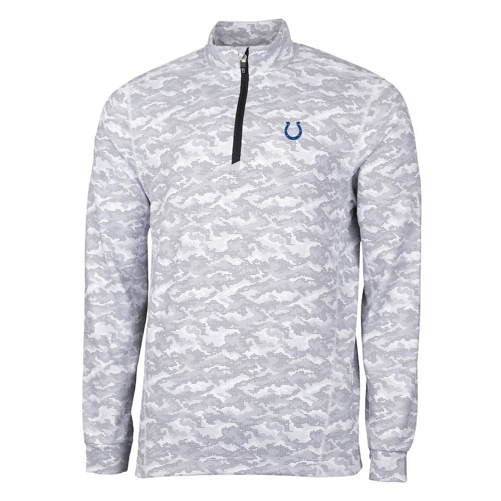 Indianapolis Colts Cutter & Buck Big & Tall Traverse Eco Camo Tri-Blend DryTec Quarter-Zip Jacket - Charcoal Jackets
