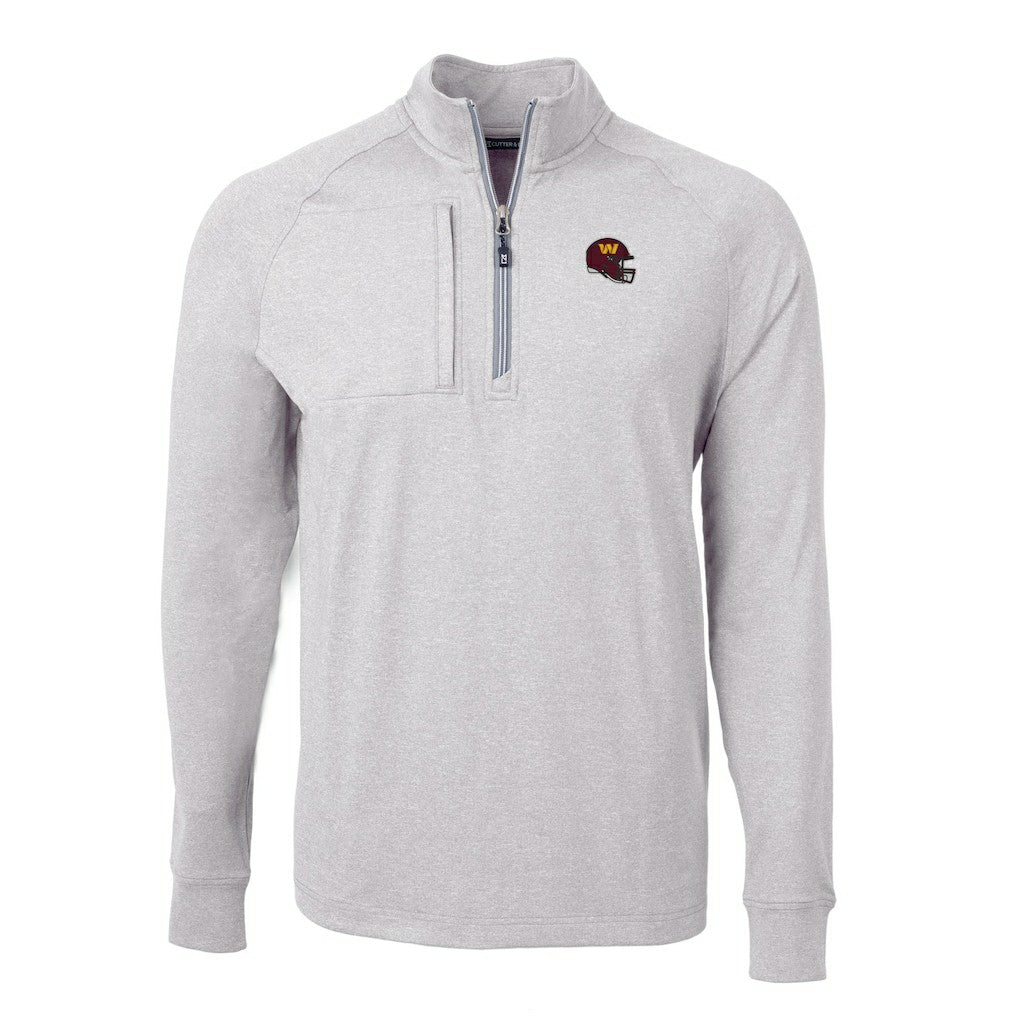 Washington Commanders Cutter & Buck Big & Tall Adapt Eco Raglan Quarter-Zip Jacket - Heather Gray Jackets
