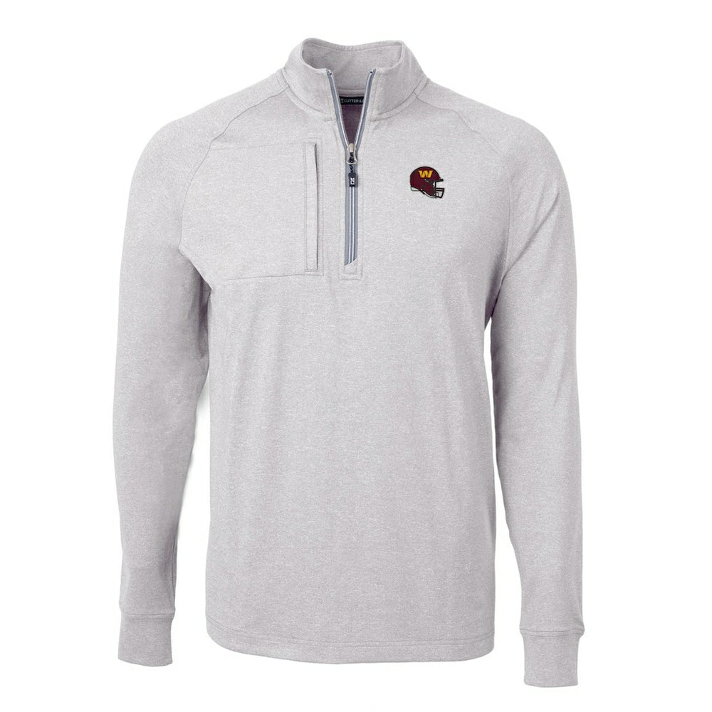 Washington Commanders Cutter & Buck Big & Tall Adapt Eco Raglan Quarter-Zip Jacket - Heather Gray Jackets