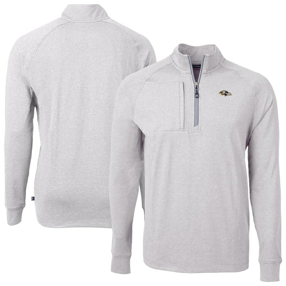 Baltimore Ravens Cutter & Buck Big & Tall Adapt Eco Raglan Quarter-Zip Jacket - Heather Gray Jackets