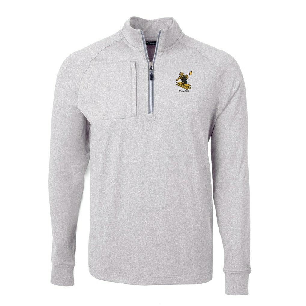 Pittsburgh Steelers Cutter & Buck Big & Tall Adapt Eco Raglan Quarter-Zip Jacket - Heather Gray Jackets