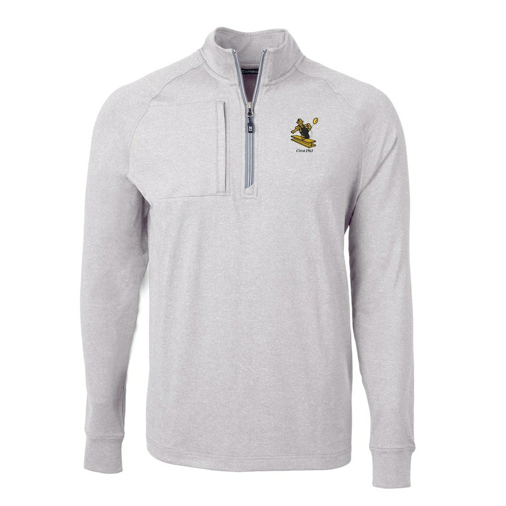 Pittsburgh Steelers Cutter & Buck Big & Tall Adapt Eco Raglan Quarter-Zip Jacket - Heather Gray Jackets