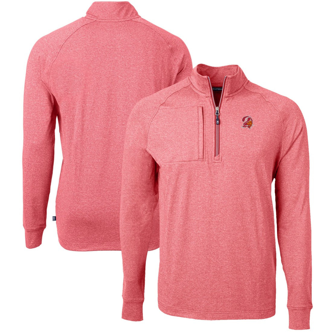 Tampa Bay Buccaneers Cutter & Buck Big & Tall Adapt Eco Raglan Quarter-Zip Jacket - Heather Red Jackets