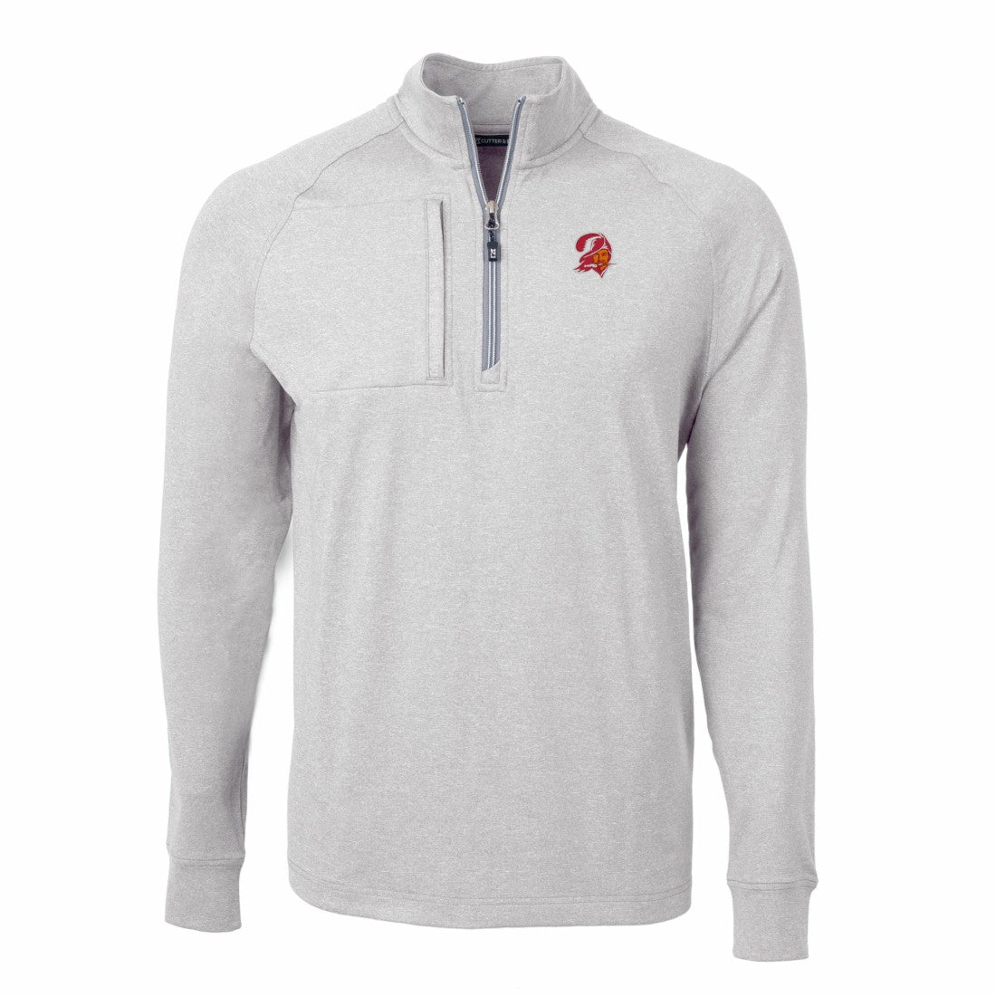 Tampa Bay Buccaneers Cutter & Buck Big & Tall Adapt Eco Raglan Quarter-Zip Jacket - Heather Gray Jackets