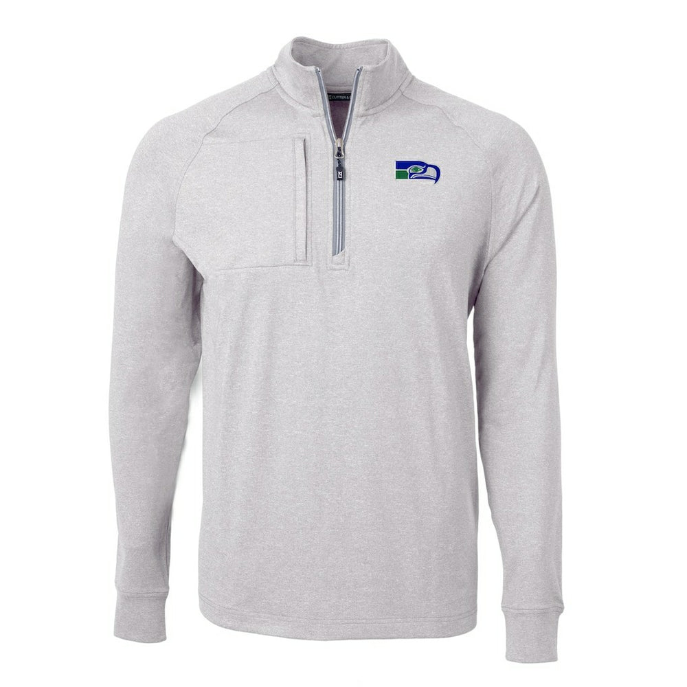 Seattle Seahawks Cutter & Buck Big & Tall Adapt Eco Raglan Quarter-Zip Jacket - Heather Gray Jackets