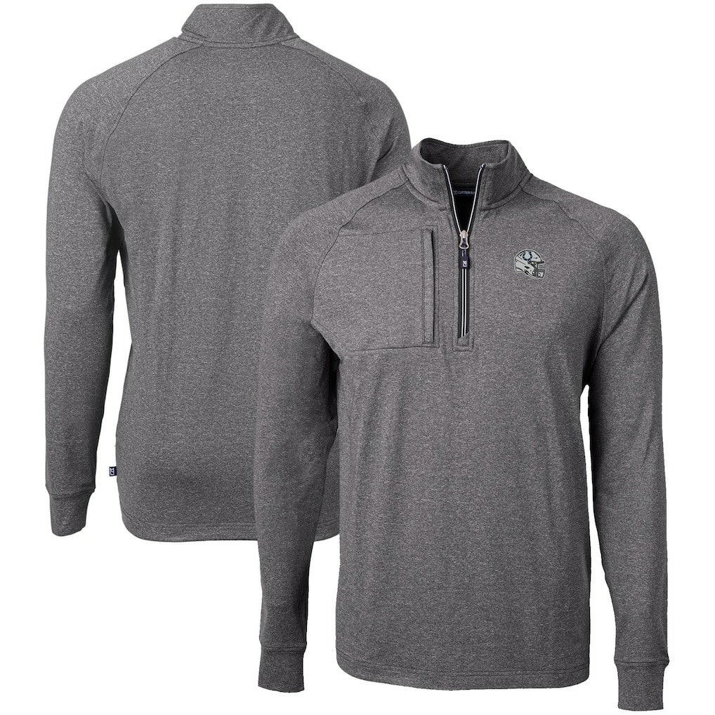 Indianapolis Colts Cutter & Buck Big & Tall Adapt Eco Raglan Quarter-Zip Jacket - Heather Black Jackets