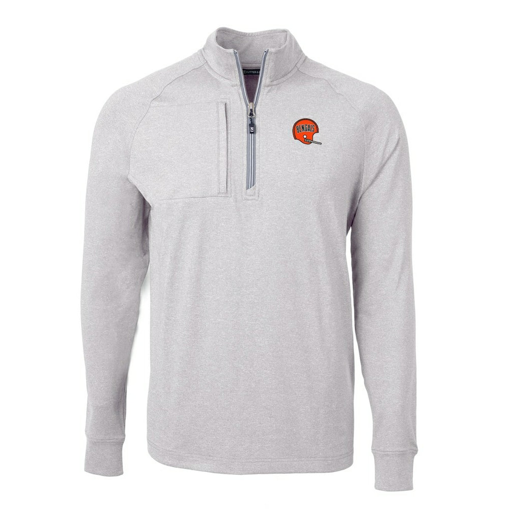 Cincinnati Bengals Cutter & Buck Big & Tall Adapt Eco Raglan Quarter-Zip Jacket - Heather Gray Jackets