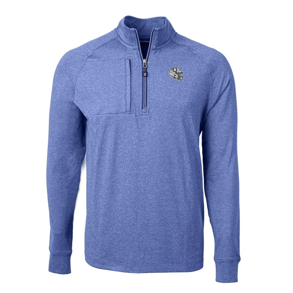 Indianapolis Colts Cutter & Buck Big & Tall Adapt Eco Raglan Quarter-Zip Jacket - Heather Royal Jackets