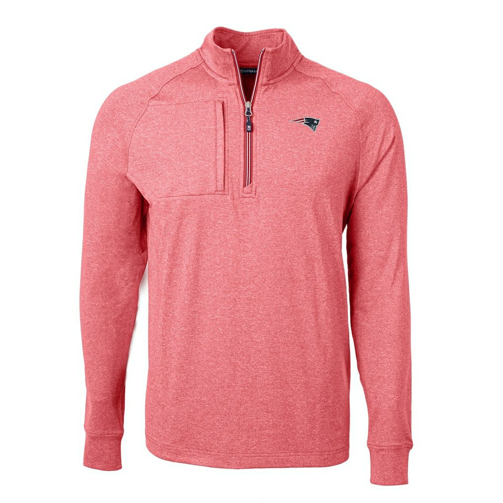New England Patriots Cutter & Buck Big & Tall Adapt Eco Raglan Quarter-Zip Jacket - Heather Red Jackets
