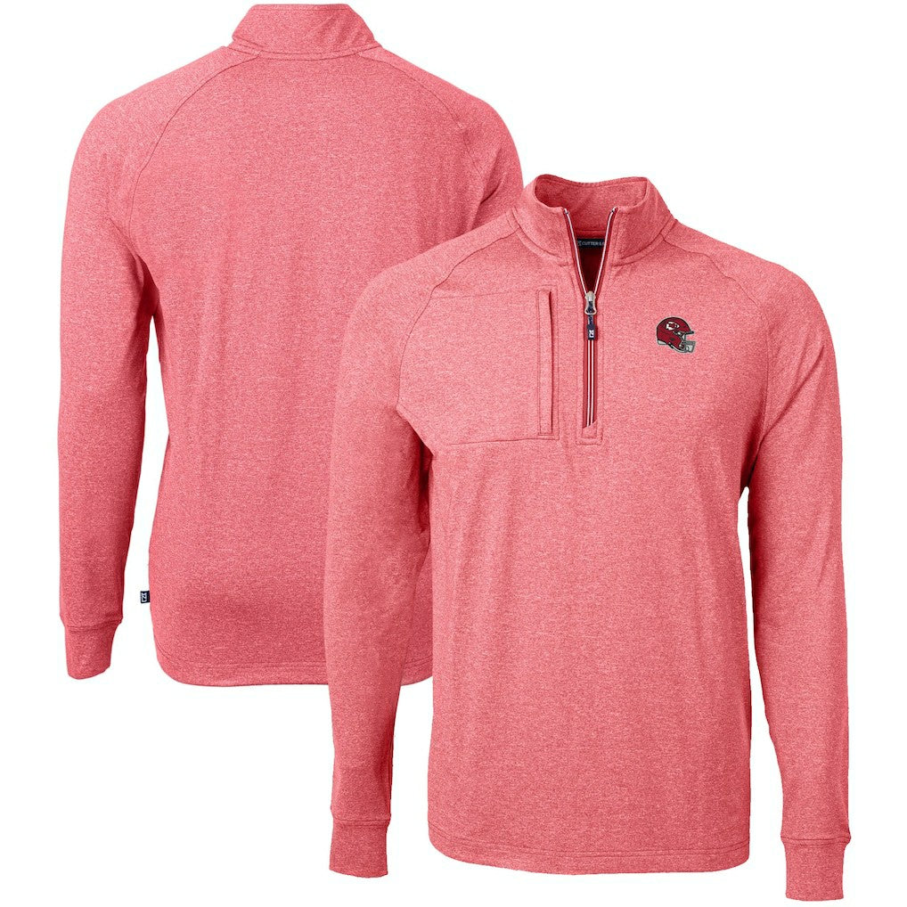 Kansas City Chiefs Cutter & Buck Big & Tall Adapt Eco Raglan Quarter-Zip Jacket - Heather Red Jackets