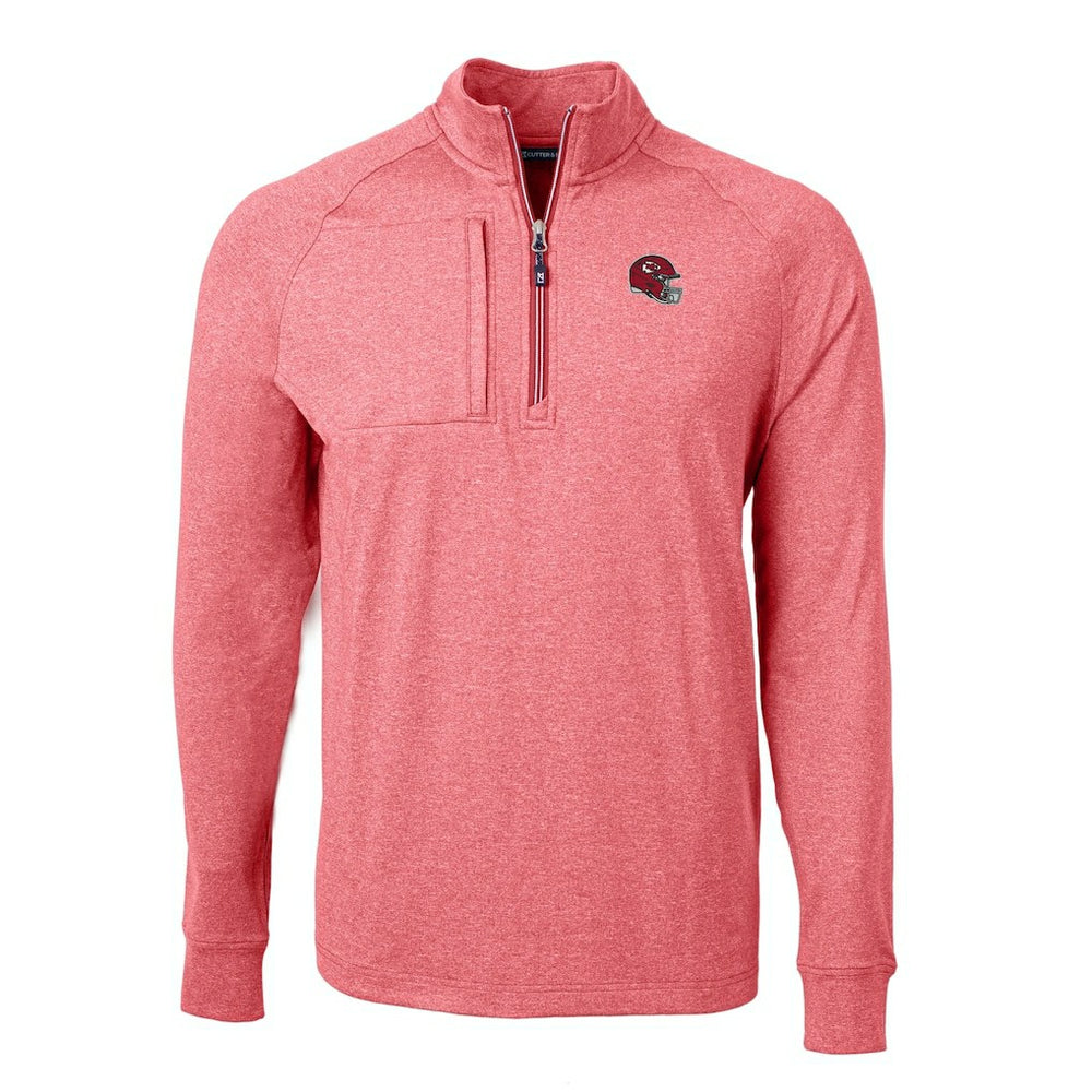 Kansas City Chiefs Cutter & Buck Big & Tall Adapt Eco Raglan Quarter-Zip Jacket - Heather Red Jackets