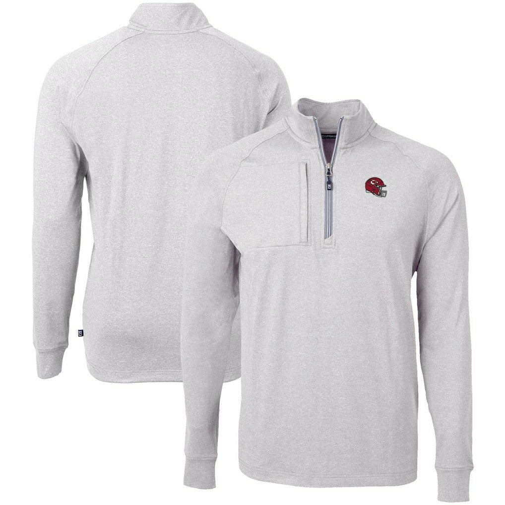 Kansas City Chiefs Cutter & Buck Big & Tall Adapt Eco Raglan Quarter-Zip Jacket - Heather Gray Jackets