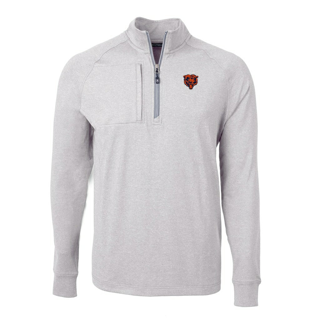 Chicago Bears Cutter & Buck Big & Tall Adapt Eco Raglan Quarter-Zip Jacket - Heather Gray Jackets