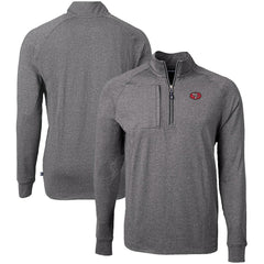 San Francisco 49ers Cutter & Buck Big & Tall Adapt Eco Raglan Quarter-Zip Jacket - Heather Black Jackets