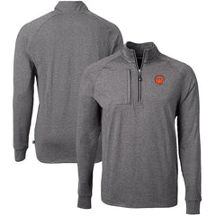 Cincinnati Bengals Cutter & Buck Big & Tall Adapt Eco Raglan Quarter-Zip Jacket - Heather Black Jackets