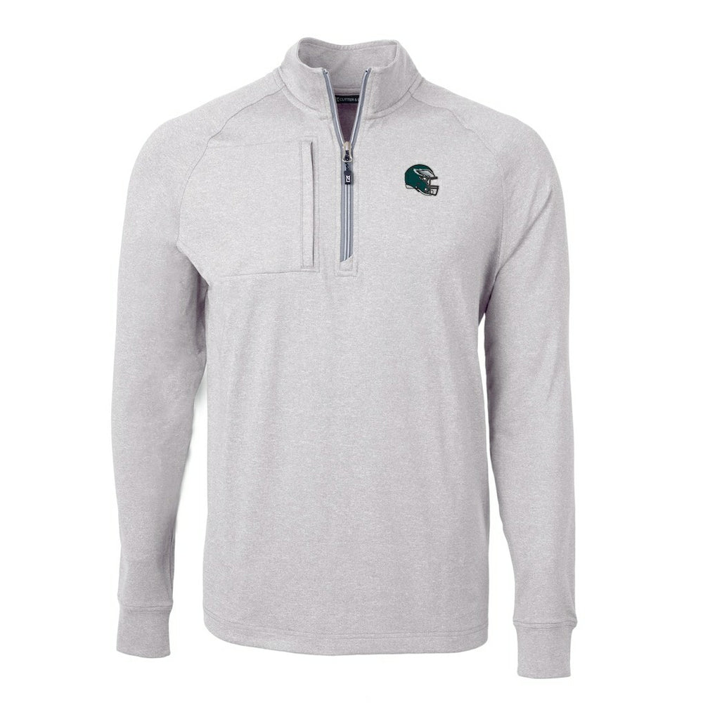 Philadelphia Eagles Cutter & Buck Big & Tall Adapt Eco Raglan Quarter-Zip Jacket - Heather Gray Jackets
