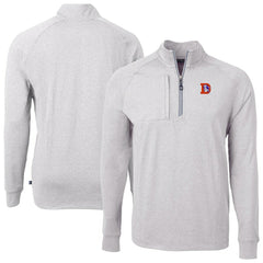 Denver Broncos Cutter & Buck Big & Tall Adapt Eco Raglan Quarter-Zip Jacket - Heather Gray Jackets