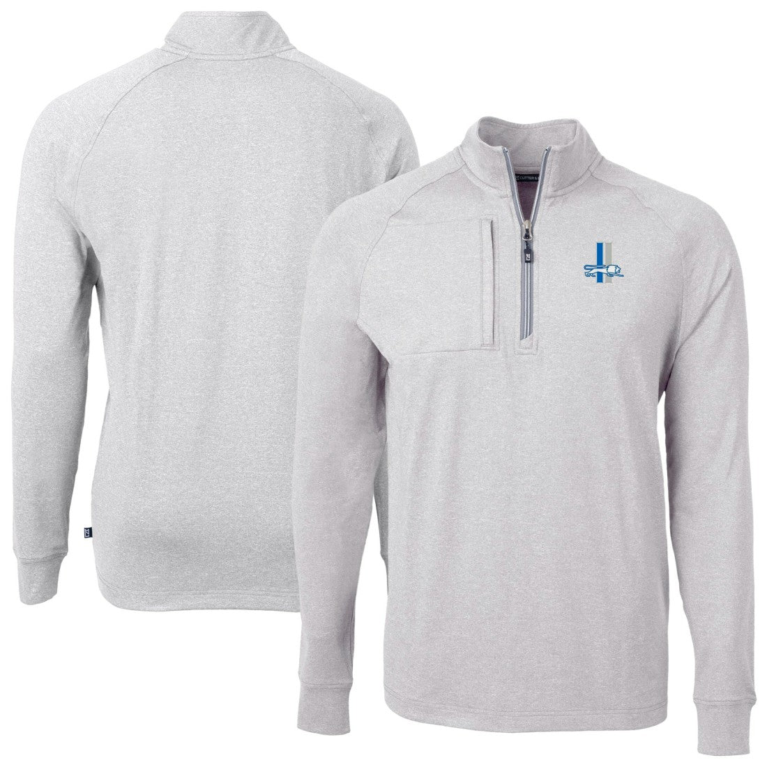 Detroit Lions Cutter & Buck Big & Tall Adapt Eco Raglan Quarter-Zip Jacket - Heather Gray Jackets