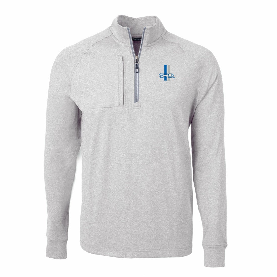 Detroit Lions Cutter & Buck Big & Tall Adapt Eco Raglan Quarter-Zip Jacket - Heather Gray Jackets