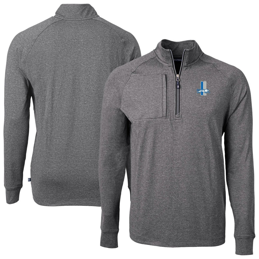 Detroit Lions Cutter & Buck Big & Tall Adapt Eco Raglan Quarter-Zip Jacket - Heather Black Jackets