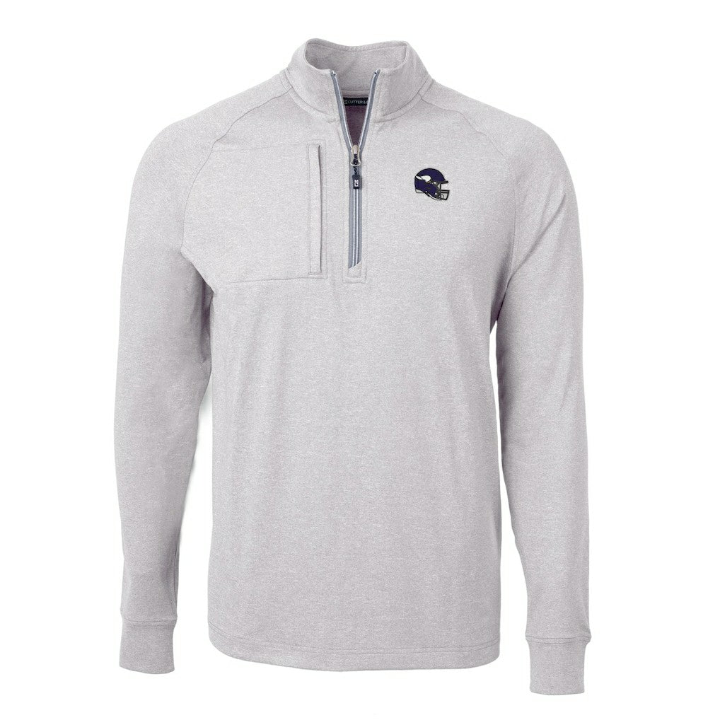 Minnesota Vikings Cutter & Buck Big & Tall Adapt Eco Raglan Quarter-Zip Jacket - Heather Gray Jackets