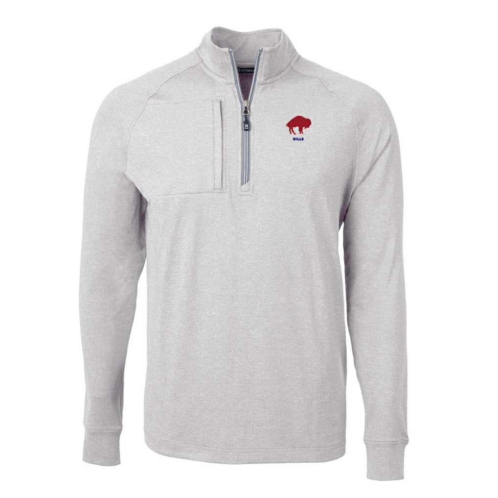 Buffalo Bills Cutter & Buck Big & Tall Adapt Eco Raglan Quarter-Zip Jacket - Heather Gray Jackets