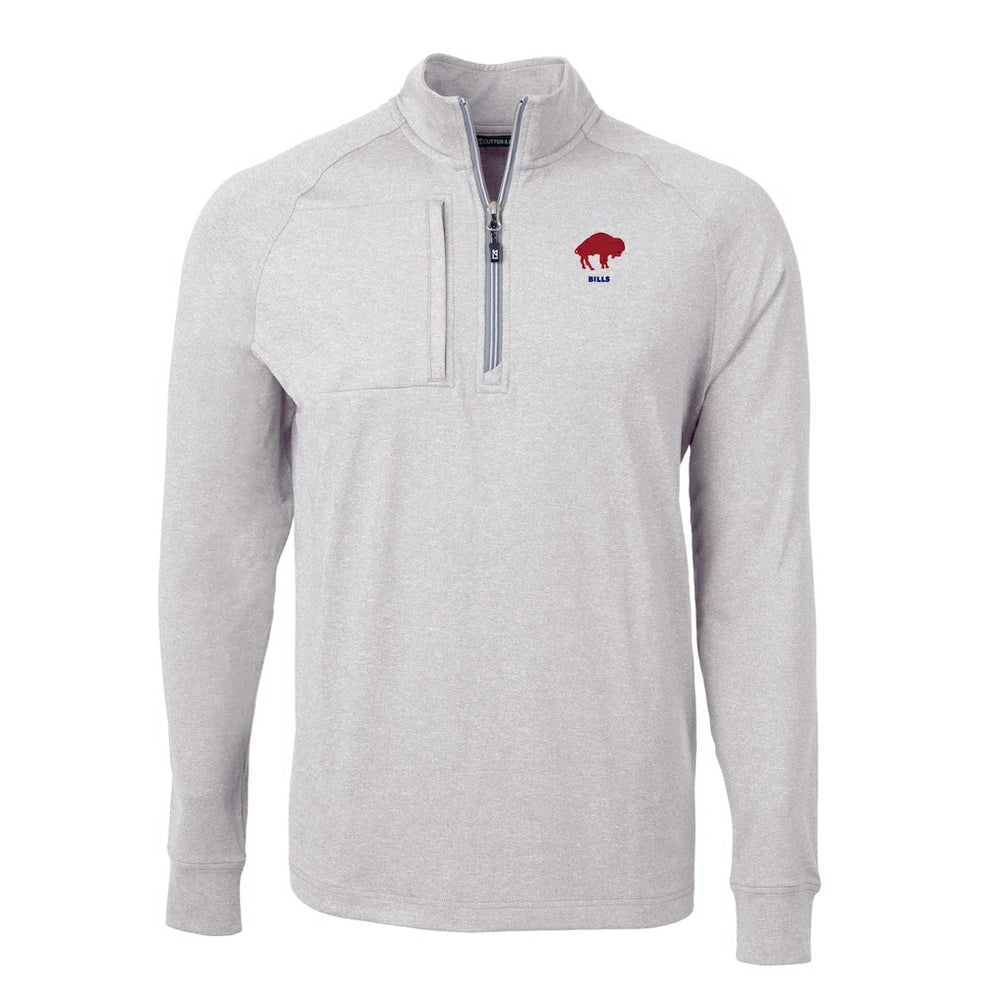 Buffalo Bills Cutter & Buck Big & Tall Adapt Eco Raglan Quarter-Zip Jacket - Heather Gray Jackets