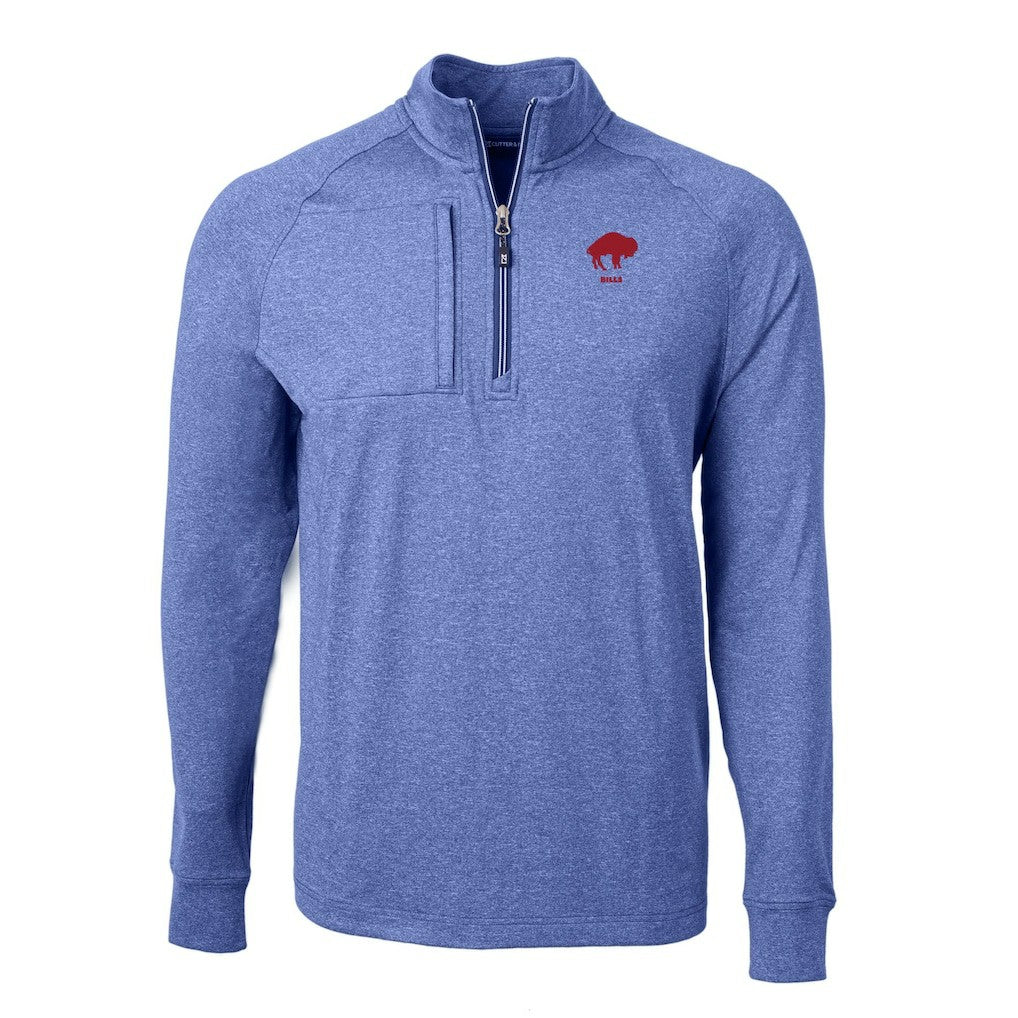 Buffalo Bills Cutter & Buck Big & Tall Adapt Eco Raglan Quarter-Zip Jacket - Heather Royal Jackets