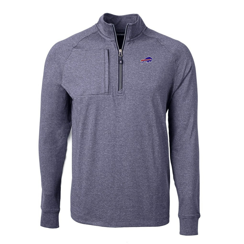 Buffalo Bills Cutter & Buck Big & Tall Adapt Eco Raglan Quarter-Zip Jacket - Heather Navy Jackets